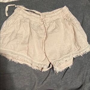 Cream Lace Trim Shorts